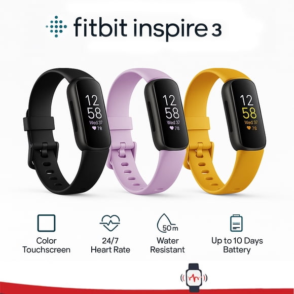 Fitbit Inspire 3 Moniteur d'Activité Intelligent Écran Tactile Couleur Noir Neuf