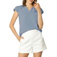 thumbnail image 2 of INSPIRE CHIC Women's Solid V Neck Cap Short Sleeves Work Blouse, 2 of 6