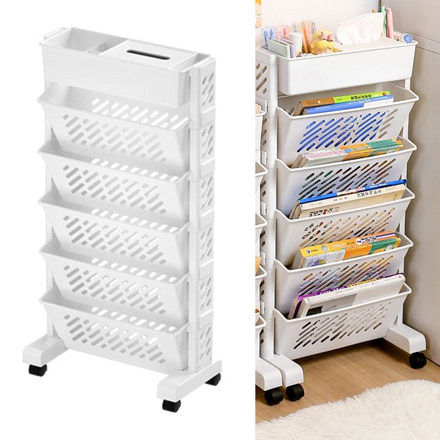 Removable Book Rack,Movable Bookshelf Large Capacity Movable Bookcase Mobile Bookshelf Next-Gen Design
