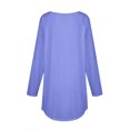 thumbnail image 4 of LLYwey Chandails en Coton pour Femmes en Solde Blouses d'Automne à Col Rond pour Femmes Couleur Unie Mode Chemises à Manches Longues Smockées Hauts Chandail à Col Rond Blouses Chemises Bleu G, 4 of 5