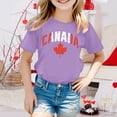 thumbnail image 2 of T-shirt à Manches Courtes pour Filles de la Fête du Canada, Col Rond d'Été, Coupe Décontractée, Chandails de Base, 2 of 4