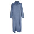 thumbnail image 4 of Bramtres Robes Maxi, Robes de Vacances, Robe Chemise Longue Décontractée pour Femme en Coton et Lin à Boutons avec Poches, Longues Robes, Robe à Manches Longues, Robes Modestes, Robe Bleue 2, m, 4 of 4
