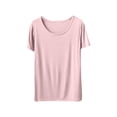 thumbnail image 2 of Weiqiqre T-Shirt à Col Rond pour Femme à Manches Courtes Ajusté T-Shirt Mince Uni Haut de Pyjama Pyjama à Manches Courtes, 2 of 8