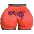 thumbnail image 1 of Women High Waist Letter Print Elastic Short Pants Hip-Hop Shorts, 1 of 5