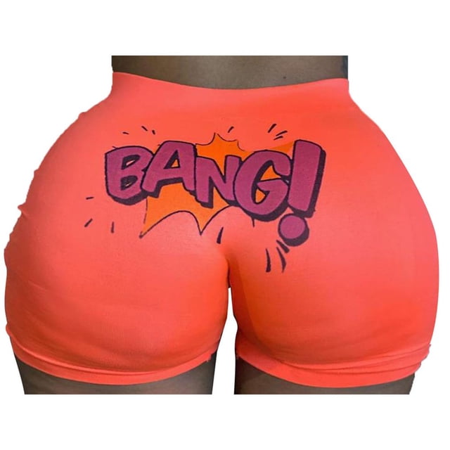 Women High Waist Letter Print Elastic Short Pants Hip-Hop Shorts