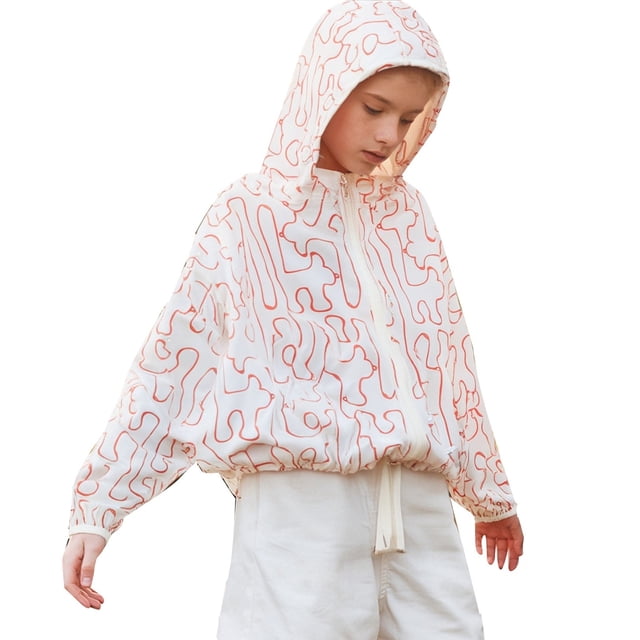 Kids Sun Protection Zip Hoodie Lightweight Long Sleeve Rash Guard with Hood Swim Cover Up Light Purple 9 Years-10 Years