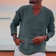 thumbnail image 2 of Yuyuzo Long Sleeve Shirts for Men Spring Fall Loose Casual V Neck Lightweight Solid Color Tee Tops, 2 of 6