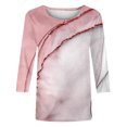 thumbnail image 5 of FAIWAD Femmes Bloc de Couleur 3/4 Chemises Col Rond Blouses Décontractées Élégantes Grande Taille Tunique de Sortie, 5 of 5