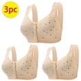 thumbnail image 1 of AherBiu 3PCS Plus Size Bras for Women Full Coverage Button Front Closure Push up No Underwire Bralettes Everyday Comfort Bras, 1 of 4
