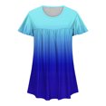 thumbnail image 5 of Besolor Hauts d'Été pour Femmes Tendance Dégradé Plissé Manches Courtes Chemises Décontractées Grande Taille Col Rond Blouse Habillée, 5 of 5