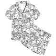 thumbnail image 1 of Girls Sleepwear & Robes Girls DIY Printed Lapel Short Sleeve Top Pajamas Set with Comfortable Shorts Bath Robe for Home Wear, 1 of 6