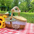 thumbnail image 4 of 1Pcs Lace Decor Large Capacity Handmade Camping Storage Basket Natural Wicker Basket with Handle Lid Camping Accessories, 4 of 10