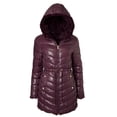 thumbnail image 1 of Sportoli Manteau d'Hiver pour Femmes Réversible, Doublé en Fausse Fourrure, Doudoune Matelassée - Merlot (1X), 1 of 7