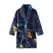 Splozh Boys Hooded Bathrobe Kids Girls Fleece Robe Boys Hooded Bathrobe Soft Flannel Robe for Kids Warm Bath Winter Fuzzy Coat Blue,9-10 Years