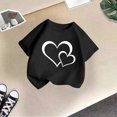 thumbnail image 5 of T-shirt Mignon à Motif pour Fille, Col Rond, Manches Courtes, Été, Décontracté, Hauts, T-Shirts et Chemises pour Filles, Noir 130/8 A-9 A, 5 of 5