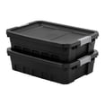 thumbnail image 4 of Sterilite 6-Pack 10 Gallon Stacker Tote, Rugged Plastic Storage Bins, Black, 4 of 8