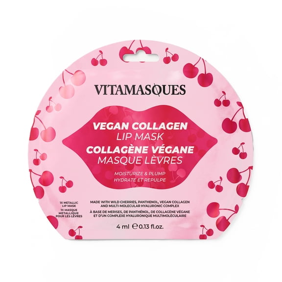 Vitamasques Cherry Vegan Collagen Lip Mask, Moisturise & Plump , One Patch