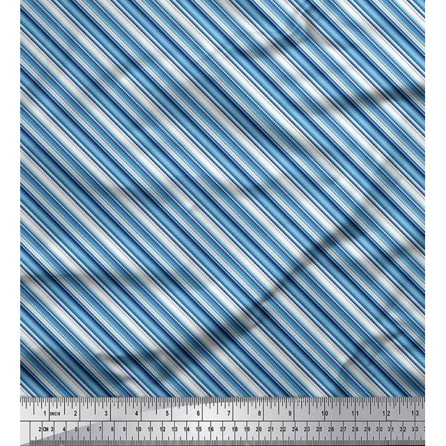 Soimoi Modal Satin Fabric Diagonal Stripe Print Fabric by The Yard 42 Inch Wide