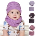thumbnail image 4 of 2Pcs/Set Baby Infant Winter Knitted Beanie Cap Hat Plush Liner Warm Neck Scarf, 4 of 10