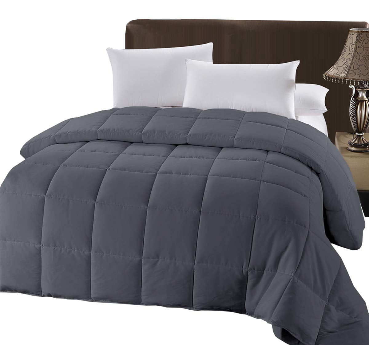 Royal Tradition Down Alternative Comforter (Twin-Twin XL, 68x90) 40-Ounces of Fill, Solid Baffle Box Pattern, Soft and Fluffy Hotel Style Duvet Insert with Corner Ties, White
