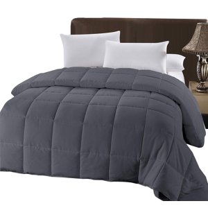 Royal Tradition Down Alternative Comforter (Twin-Twin XL, 68x90) 40-Ounces of Fill, Solid Baffle Box Pattern, Soft and Fluffy Hotel Style Duvet Insert with Corner Ties, White