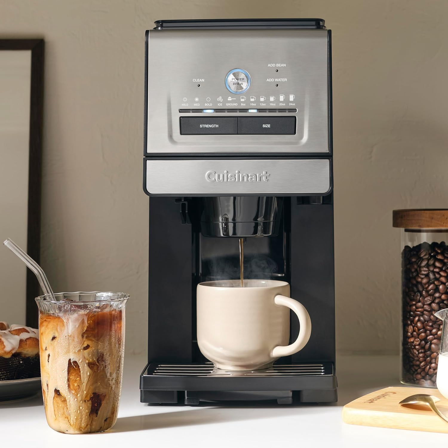 Cuisinart Coffee Maker, Custom Grind and Brew Single Cup Coffee Maker, 6 Cup Sizes, Built-in Stainless Steel Burr Mill