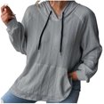 thumbnail image 1 of cfhntfmh Womens Hoodies Fall Fashion 2024 Drawstring Sweatshirts Pullover Long Sleeve Solid Color Fall Outfits, 1 of 5