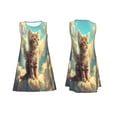 thumbnail image 3 of Bixox Robe Sans Manches à Imprimé Chat Mignon Nuage Ensoleillé pour Femmes avec Poches, Robe Débardeur Décontractée Longueur Genou pour l'Été-3TG, 3 of 7