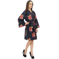thumbnail image 1 of Bimba Robe Kimono de Nuit pour Femme à Imprimé Floral Bleu Royal Demoiselle d'Honneur - 20, 1 of 5