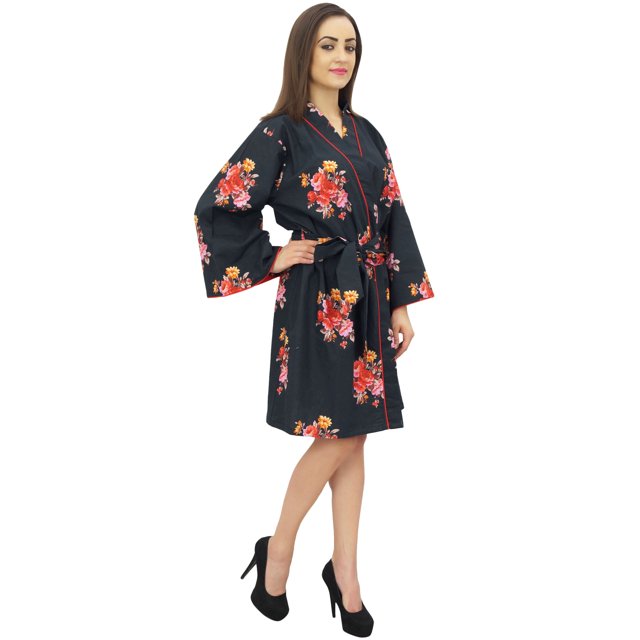 Bimba Robe Kimono de Nuit pour Femme à Imprimé Floral Bleu Royal Demoiselle d'Honneur - 20