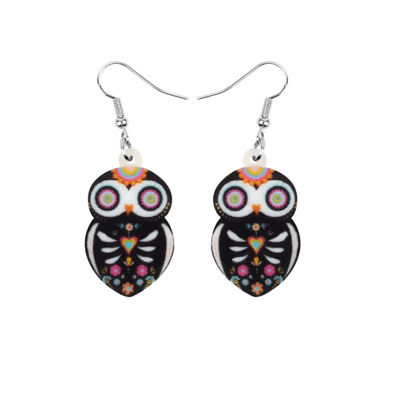 Don’t Ask Women’s Silvertone Owl Skeleton Drop Earrings