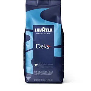 Lavazza Dek Mélange de café aux haricots entiers, rôti d'espresso foncé décaféiné, sac à pression 1,1