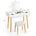 thumbnail image 4 of Costway Ensemble de Coiffeuse avec Miroir Rabattable Tiroirs 9 Séparateurs Bureau de Maquillage et d'Écriture Blanc, 4 of 9