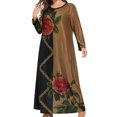 thumbnail image 2 of LSLJS Plus Size Women Casual Loose Printed Long-sleeve Crew-Neck Dress, 2 of 5