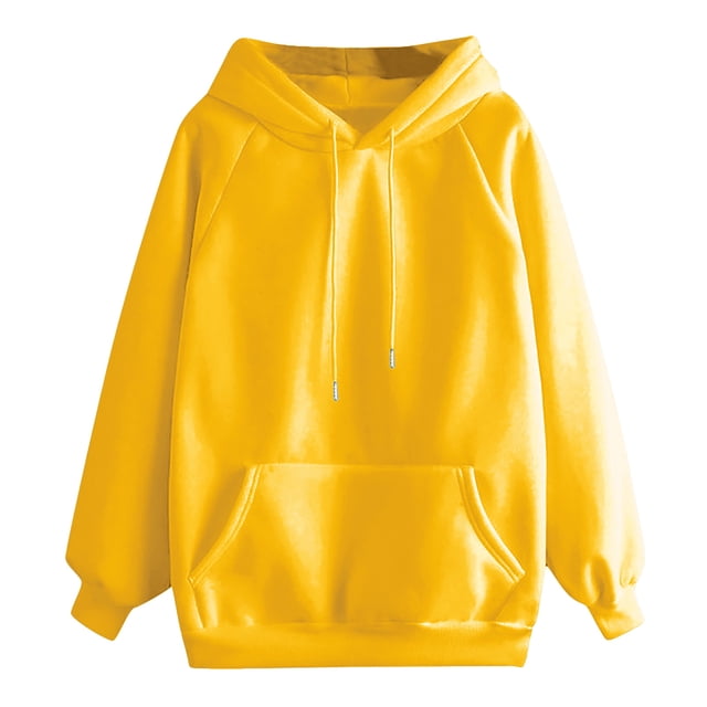 KIHOUT Spring Winter Womens Tops Fashion Casual Winter Solid Color Long Sleeve Button Pocket Hooded Sweatshirt