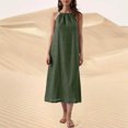 thumbnail image 2 of Kaemgyyd Robes à Col Licou pour Femmes Été Sans Manches Robe d'Été Décontractée Plage Vacances Fluide Bohème Mi-Longue avec Poches, 2 of 7