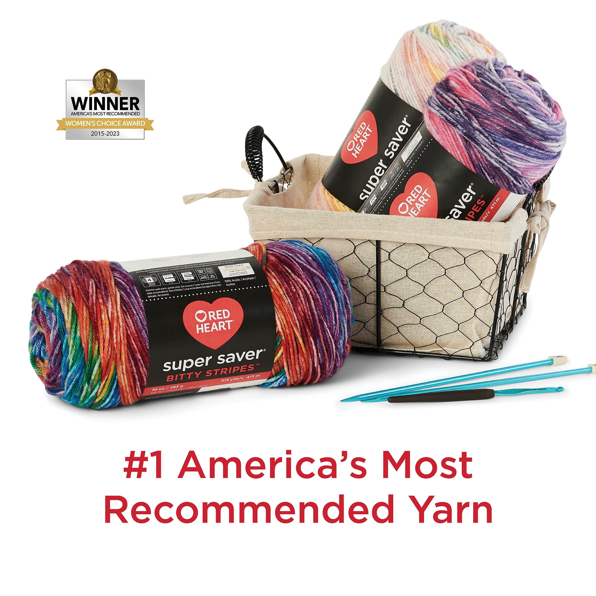 Red Heart® Super Saver® Bitty Stripes™ Fil, Acrylique #4 Moyen, 10oz/283g