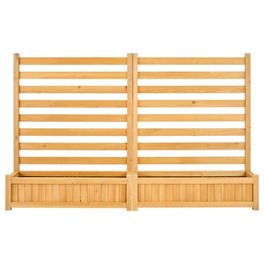 KFFKFF Wooden Privacy Fence, 36 x 45 inch Air Conditioner Fence, 2 Slatted Panel Solid Outdoor Wood Privacy Screen with 2 Planters