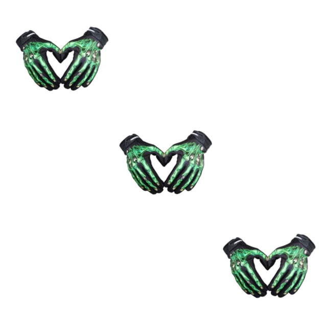 Decodeary Lightweight And Shockproof Skeleton Riding Gloves For Autumn Winter Breathable And Comfortable Durable Waterproof green XS(kid) 3Set
