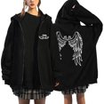 thumbnail image 1 of Womens Gothic Zip Up Hooded Sweatshirt Long Sleeve Lace Front Jacket With Pockets, 1 of 5