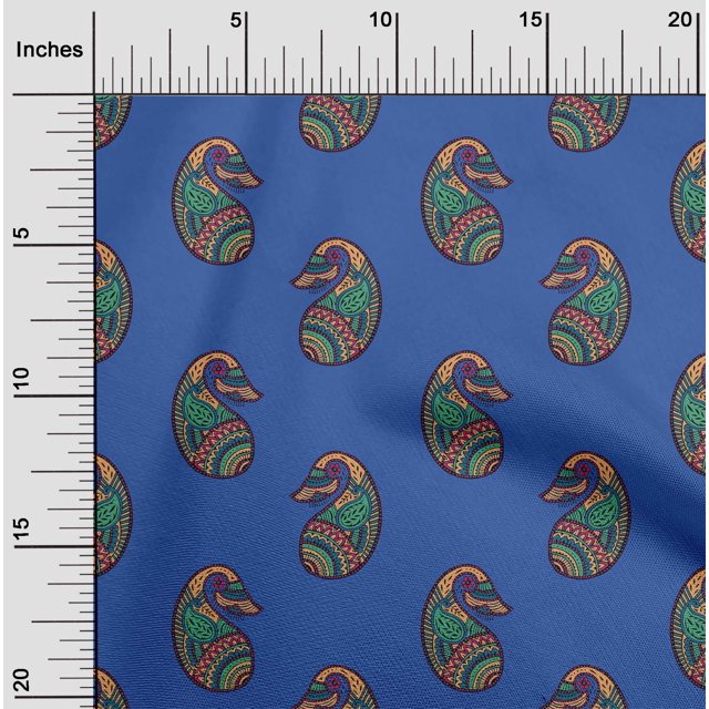 oneOone Viscose Jersey Fabric Paisley Block Printed Craft Fabric BTY 60 Inch Wide