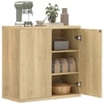 thumbnail image 1 of HOMCOM Buffet Bahut, Armoire de Cuisine avec Porte à Fermeture en Douceur, Chêne, 1 of 10
