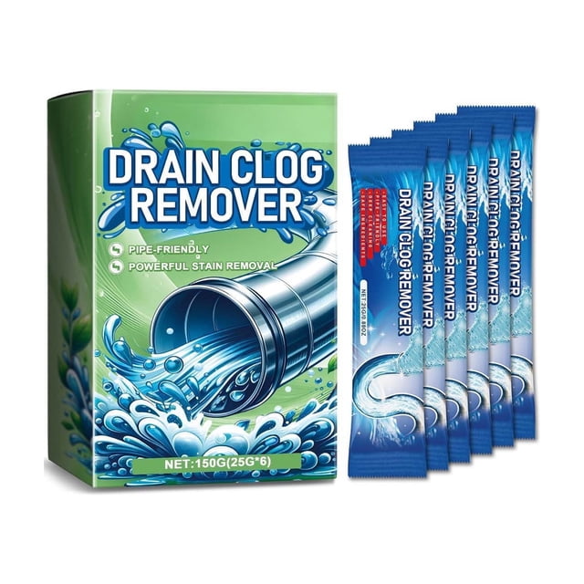 Drain Pipe Cleaning Powder Box Set Of 6 Packets Clog Remover For Sink Tub Toilet Maintenance