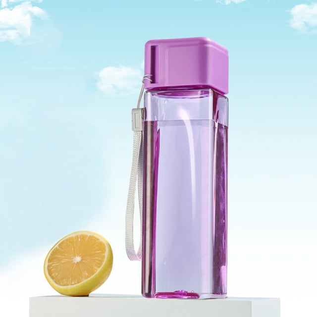 Sports Water Bottle Portable Plastic Drinking Cup 500ml Square Frosted Water Cup with Tea Infuser Leak-Proof Travel Bottle for Tea Outdoor Daily Use 1-Pack