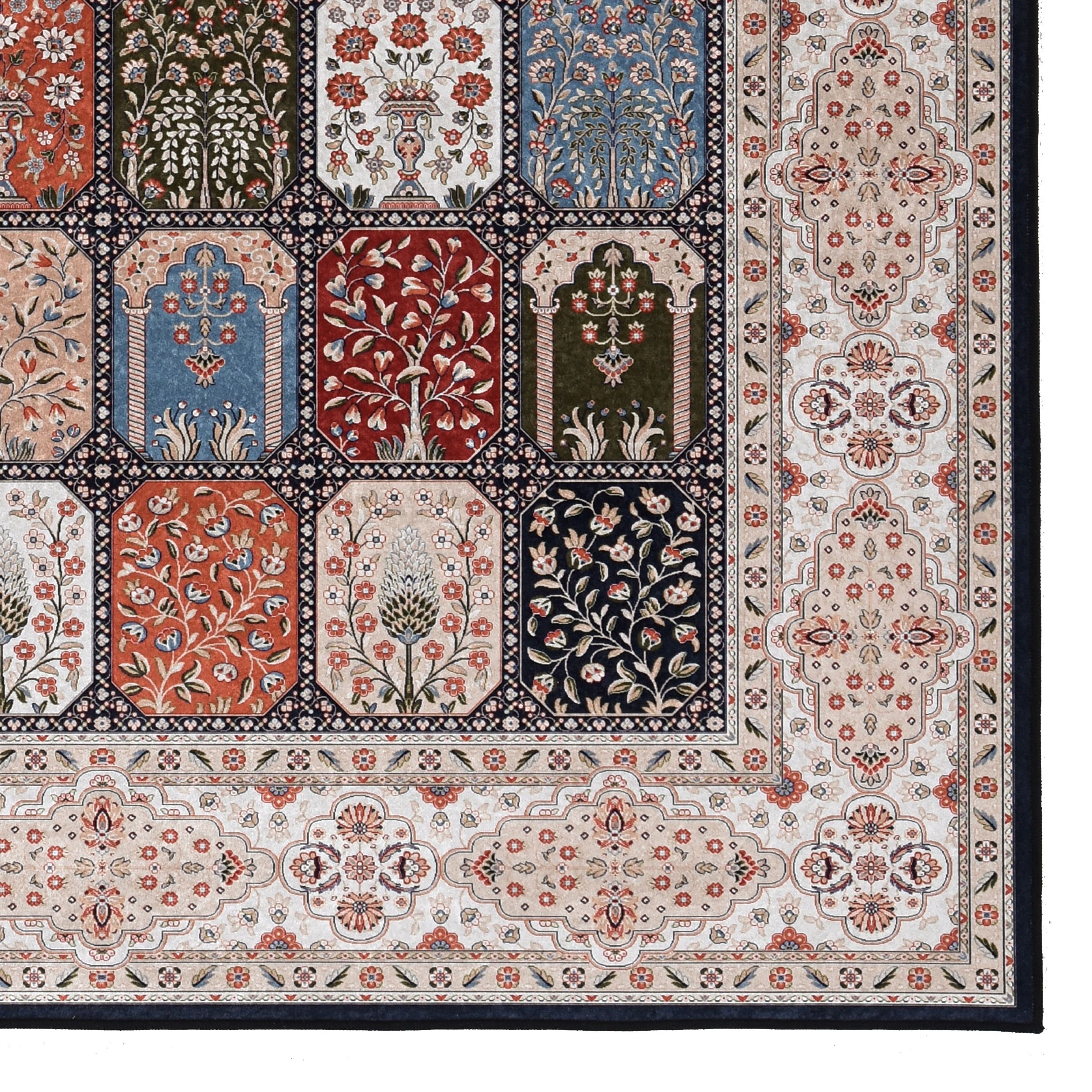 Tapis Emerald Tenley marine & rouge de 6 pi 7 po x 9 pi 7 po