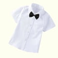 thumbnail image 4 of MeetoTime Baby Short Sleeve Blouse Solid Color Gentleman's School Uniform Button-down Shirt for Boys Baby Clothes 2-14Years, 4 of 5