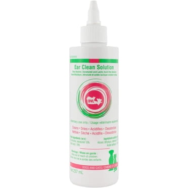 DVL Solution de Nettoyage des Oreilles pour Chiens et Chats – 237 ml, Nettoie, Sèche et Désodorise les Oreilles