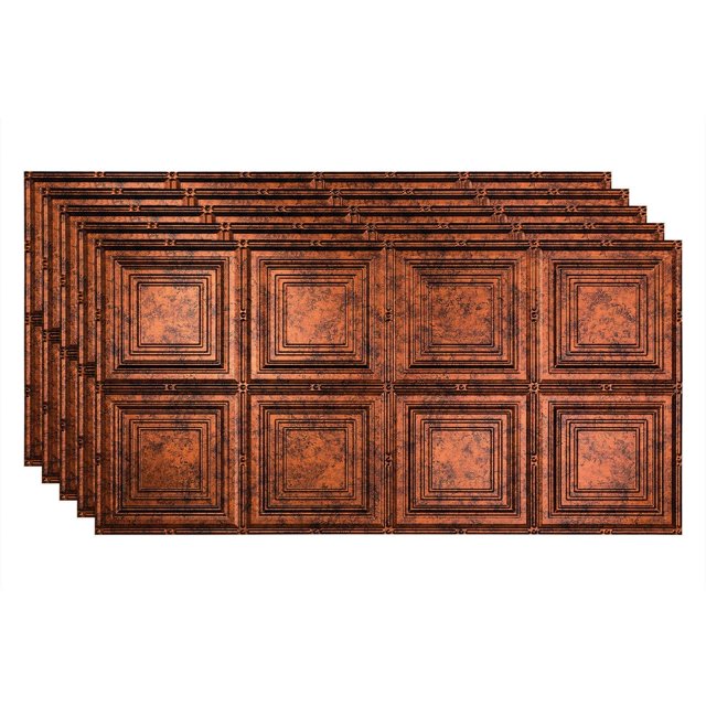 Fasade 2ft x 4ft Decorative Vinyl Ceiling Panel 5 Pack Moonstone Copper