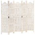 thumbnail image 1 of vidaXL Hand carved 5-Panel Room Divider White 200x165 cm Solid Mango Wood, 1 of 5