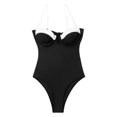 thumbnail image 4 of 2025 Maillot de Bain pour Femmes Coupe Ajustée Maillot de Bain Poitrine Agencement de Couleurs Haute Extensibilité Shorts de Boxe Ajustable, 4 of 8